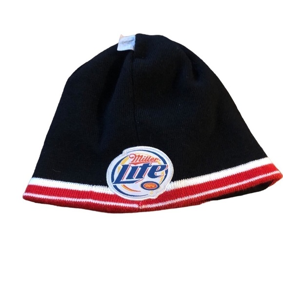 Vintage 70’s Miller Lite Wisconsin Beanie Cap OS Red Black REVERSIBLE Knit VTG - Picture 2 of 5